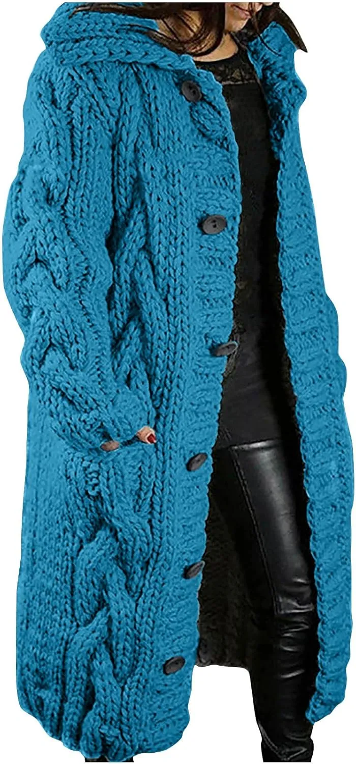 Women's Cardigans Button-Down Long Sleeve Oversized Knit Outerwear Plus Size Casual Soft Lapel Open Front Sweater