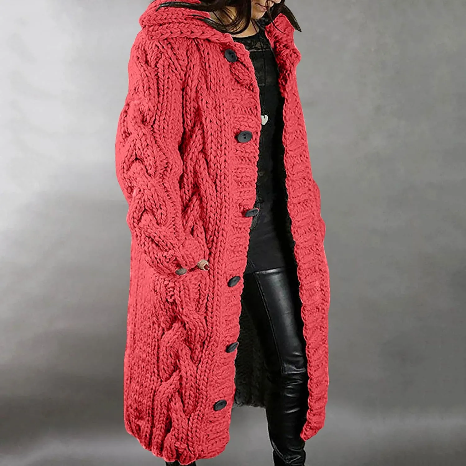 Women's Cardigans Button-Down Long Sleeve Oversized Knit Outerwear Plus Size Casual Soft Lapel Open Front Sweater