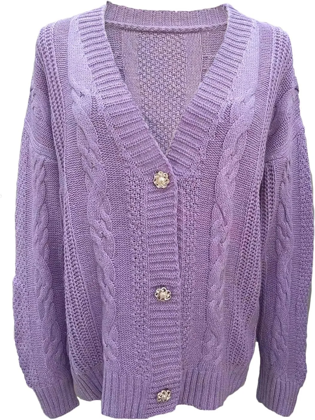Womens Chunky Knit Sweater Cardigans Comfy Soft V Neck Butotn Down Long Sleeve Jackets Loose Outerwear Fall Outfits