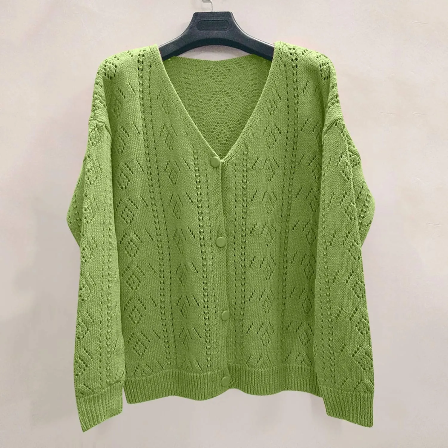 Women's Open Front Cardigan Buttons Hollow Out Cardigan Sweater Casual Soft Drape Fall Cardigan Women's 2024 Fall