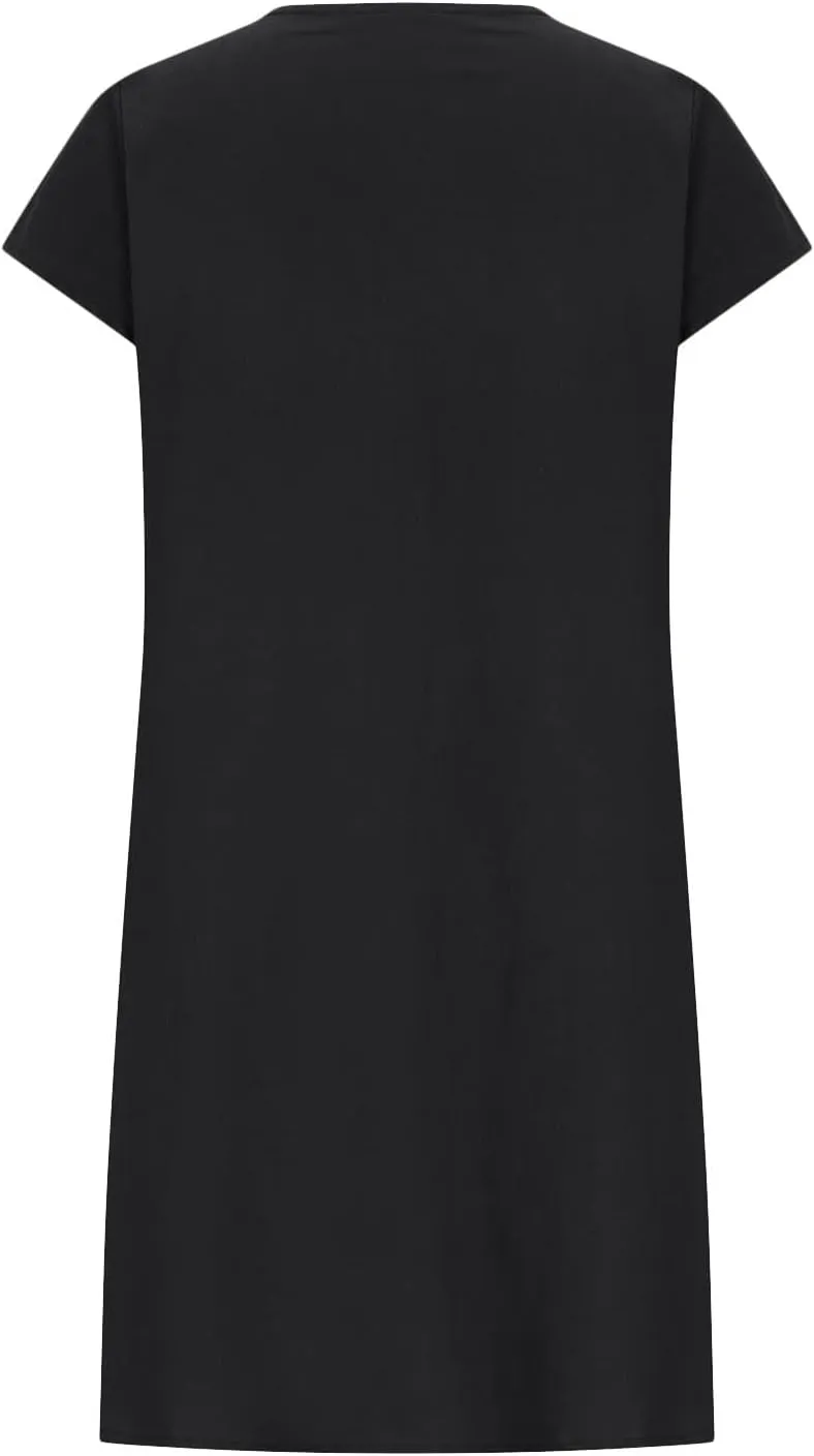 Womens Shirt Dress 2024 Cotton Linen Short Sleeve Crewneck Mini Dress Ruffle Slim Casual Summer Dress