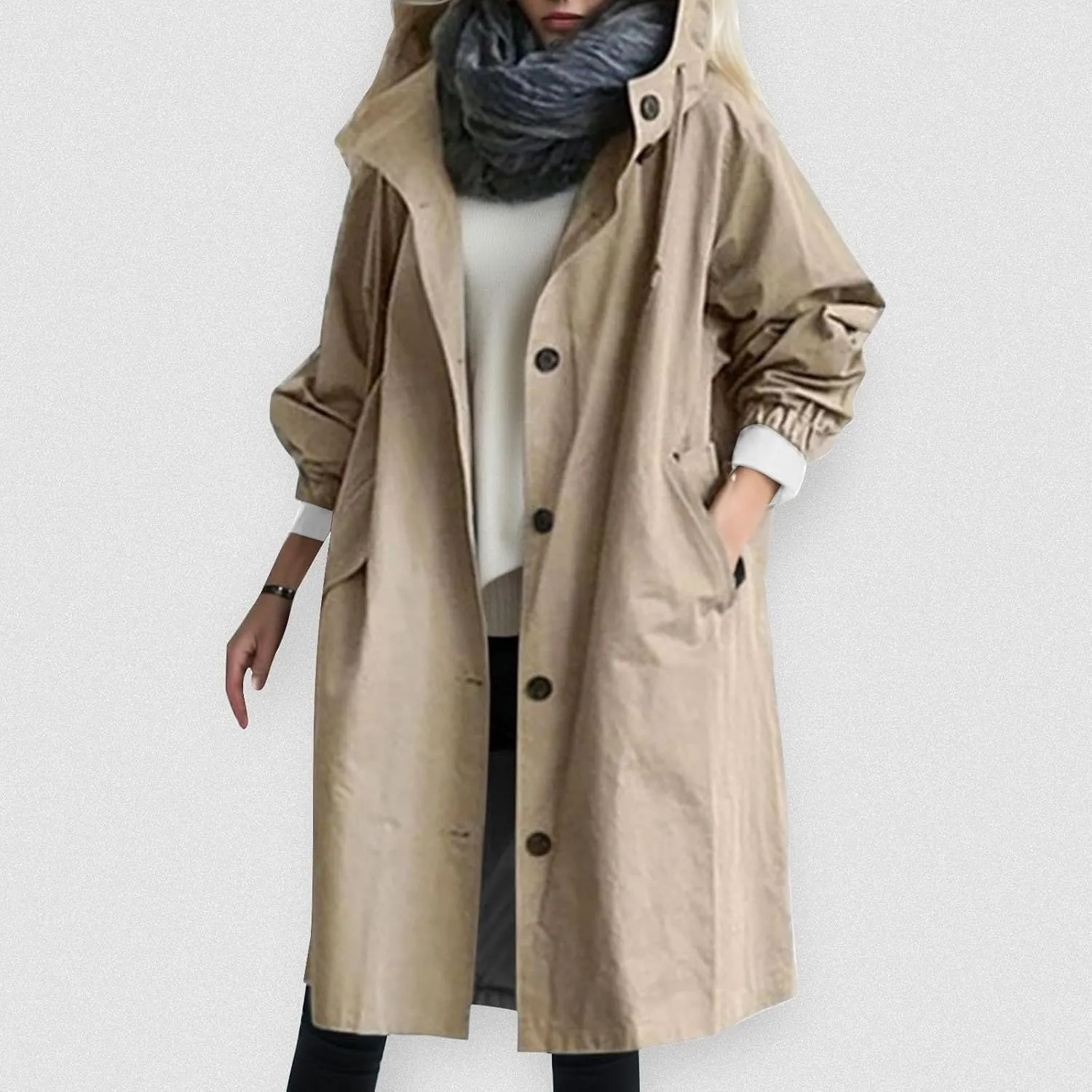 Women's Trench Coat 2024 Long Double-Breasted Fall Fashion Windbreaker Jackets Classic Lapel Slim Overcoat Outerwear