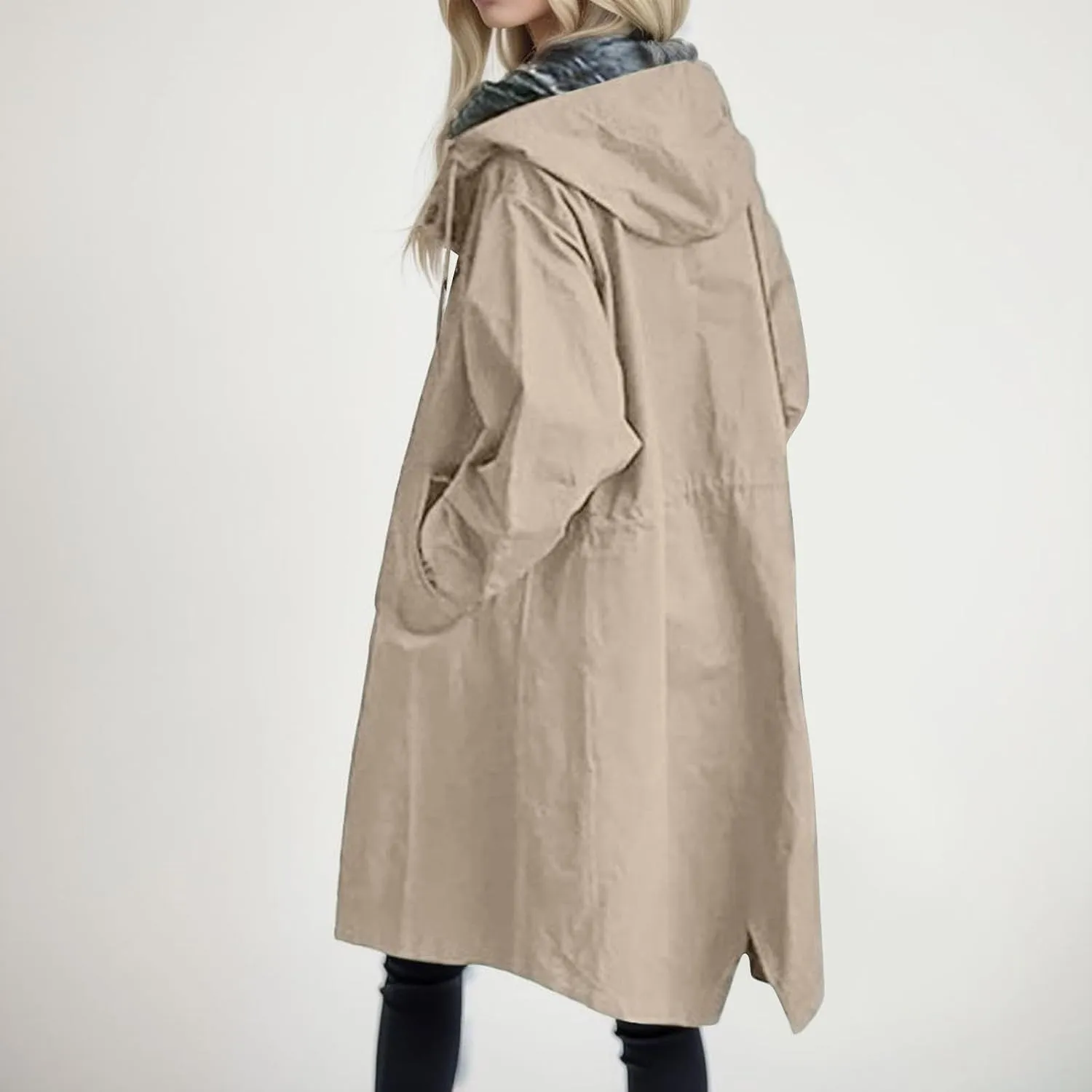 Women's Trench Coat 2024 Long Double-Breasted Fall Fashion Windbreaker Jackets Classic Lapel Slim Overcoat Outerwear